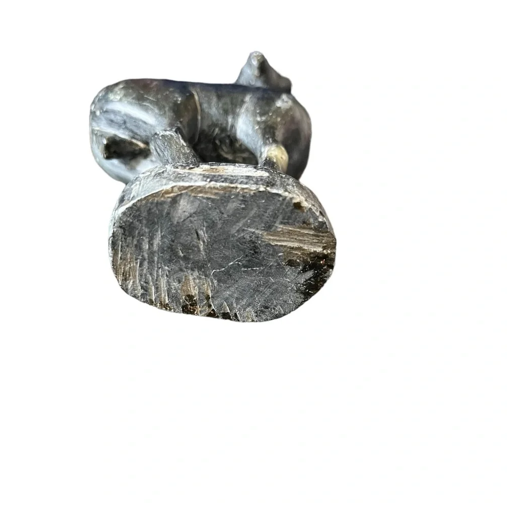 hand carved black stone figurine deer vintage 6.5 Inches tall *Small Chip* - Picture 5 of 8